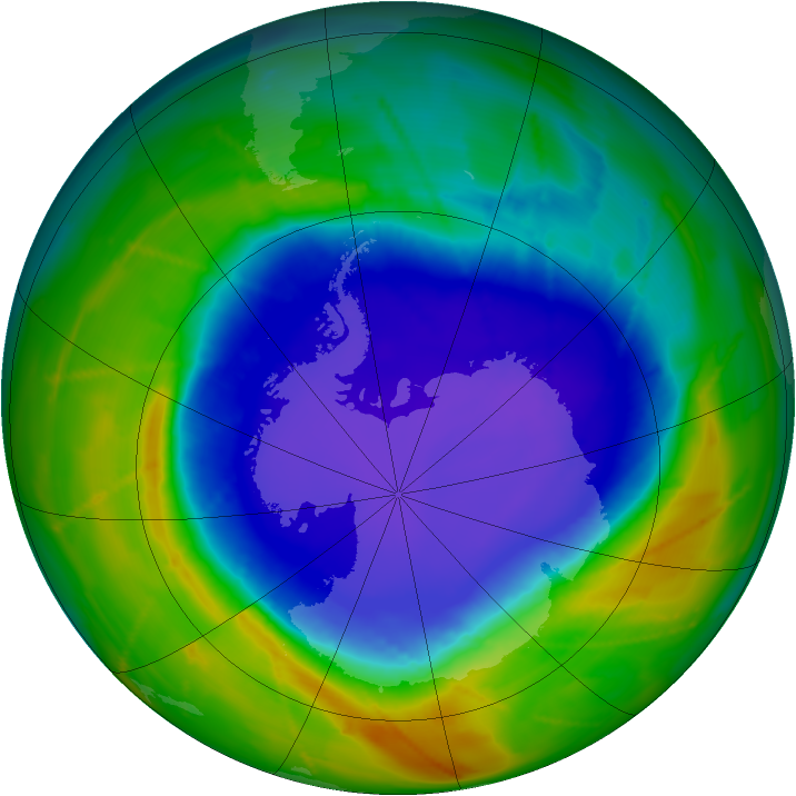 Antarctic ozone map for 13 October 2010